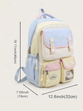 Kid Women Macaron Color Polyester Backpack Large Capacity School Bag