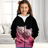 3-12Y Kid Girls 3D Cat  Fall Winter Fashion Cute Coat Outerwear
