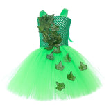 Kids Girls' Dress Party Dress Leaf Witch costume kids halloween custome Sleeveless Performance Special Occasion Mesh Elegant Fashion Beautiful Polyester Knee-length Party Dress Swing Dress Tulle Dress