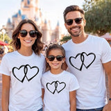 Family Matching Heart Casual Print  Short Sleeve Active T-shirt Tops