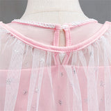 Kids Girls Party Snowflake Short Sleeve Formal Performance  Sequins Mesh Princess Maxi Party Dress