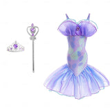 Book Week 2026 The Little Mermaid Little Mermaid Mermaid Tail Aqua Princess Dress Halloween Dress Cosplay Costume Theme Party Costume Cosplay Movie Cosplay for Girls' Kid's Carnival Masquerade
