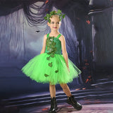 Kids Girls' Dress Party Dress Leaf Witch costume kids halloween custome Sleeveless Performance Special Occasion Mesh Elegant Fashion Beautiful Polyester Knee-length Party Dress Swing Dress Tulle Dress