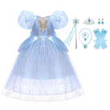 Kid Girl Fairytale Princess Flower Halloween Costume Tulle Movie Cosplay Dresses