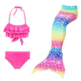 Kids Girls Three Piece Mermaid Swimsuits Bikini Beach Swimwear