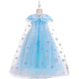 Book Week 2026 Kids Girls' Frozen Elsa Princess Costumes Dress Snowflake Flower Tulle Dress Birthday Party Sequins Patchwork Full Length Blue Maxi Short Sleeve Elegant Cosplay Dresses Regular Fit