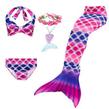 Kids Girls Five Piece Mermaid Swimwear Bikini Rainbow Cute Swimsuits