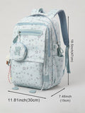 Kid Women Polyester Multi-Color Star Print Large Capacity Backpacks Schoolbags