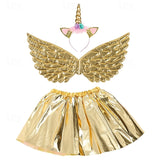 Kid Girl Unicorn Movie Cosplay Wings Headwear Halloween Carnival Costumes Skirts