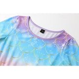 Kids Girls Rainbow Mermaid Long Sleeve Casual Daily Swing Dresses
