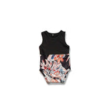 Family Matching Mommy and Me Plant Street Print Black White Sleeveless Maxi Tank Dress