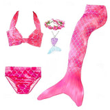 Kids Girls Five Piece Mermaid Swimwear Bikini Rainbow Cute Swimsuits