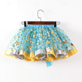 2 Pcs Kids Girls Cute Patchwork Yellow Pink Blue Skirts