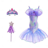 Book Week 2026 The Little Mermaid Little Mermaid Mermaid Tail Aqua Princess Dress Halloween Dress Cosplay Costume Theme Party Costume Cosplay Movie Cosplay for Girls' Kid's Carnival Masquerade