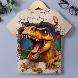 Kid Boys 3D Print Graphic Dinosaur Short Sleeve T shirt Summer Fashion Streetwear