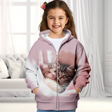 3-12Y Kid Girls 3D Cat  Fall Winter Fashion Cute Coat Outerwear