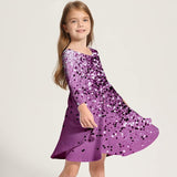 3-10Y Kid Girls 3D Graphic Long Sleeve Spring Fall Holiday Cute Sweet Swing Dresses