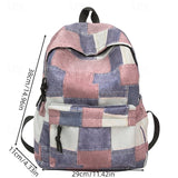 Teen Girls Boys Vintage Denim Patchwork Backpack Trendy School Bag Back to School