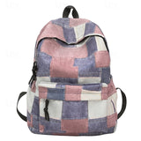 Teen Girls Boys Vintage Denim Patchwork Backpack Trendy School Bag Back to School