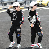 3-13Y Kid Boys 3D Letter Long Sleeve Fall Cool Street Tracksuits 2 Pcs/Set