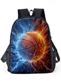 Kid Basketball Polyester Large Capacity Print Backpack Lunch Bag Pencil Case 3-Piece Set
