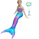Kids Girls Five Piece Mermaid Swimwear Bikini Rainbow Cute Swimsuits