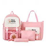 Back to School 4-Piece Kid Pink Backpack Set – Includes School Bag, Tote, Pencil Case & Coin Purse