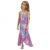 2 Pieces Kids Girls Mermaid Swimwear Set Sleeveless Vacation Swimsuits