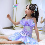 Book Week 2026 The Little Mermaid Little Mermaid Mermaid Tail Aqua Princess Dress Halloween Dress Cosplay Costume Theme Party Costume Cosplay Movie Cosplay for Girls' Kid's Carnival Masquerade