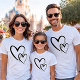 Family Matching Heart Casual Print  Short Sleeve Active T-shirt Tops