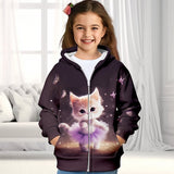 3-12Y Kid Girls 3D Cat  Fall Winter Fashion Cute Coat Outerwear