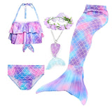 Kids Girls Five Piece Mermaid Swimwear Bikini Rainbow Swimsuit