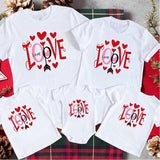 Family Matching Heart Graphic Casual Print Short Sleeve Active T-shirt Tops