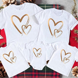Family Matching Heart Casual Print  Short Sleeve Active T-shirt Tops