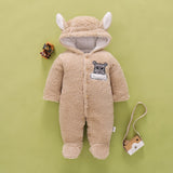 Winter Baby Overalls Fleece Thick Wool Rompers Jumpsuit Infant Clothes