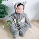 Winter Baby Overalls Fleece Thick Wool Rompers Jumpsuit Infant Clothes