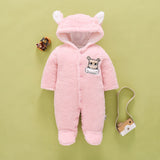 Winter Baby Overalls Fleece Thick Wool Rompers Jumpsuit Infant Clothes