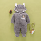 Winter Baby Overalls Fleece Thick Wool Rompers Jumpsuit Infant Clothes