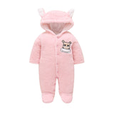 Winter Baby Overalls Fleece Thick Wool Rompers Jumpsuit Infant Clothes