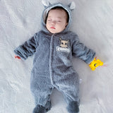 Winter Baby Overalls Fleece Thick Wool Rompers Jumpsuit Infant Clothes