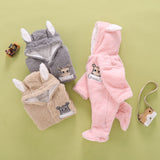 Winter Baby Overalls Fleece Thick Wool Rompers Jumpsuit Infant Clothes