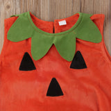 0-3T Halloween Toddler Baby Girl Pumpkin Print Sleeveless Rompers