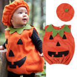 0-3T Halloween Toddler Baby Girl Pumpkin Print Sleeveless Rompers