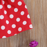 Baby Girl Dress Polka Dot Print  Lovely  Long Sleeve Strap 2 Pcs Sets