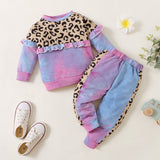 Girls Sets Leopard Tie Dye Printed Tracksuits 2 Pcs Sets