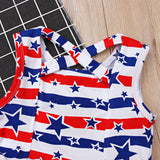 Baby Girl Sleeveless Puffy Striped Ins Star Independence Dress