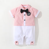 Baby Boy Gentleman Newborn  Lapel Climbing Suit Rompers