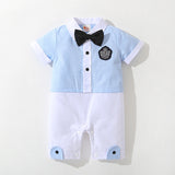 Baby Boy Gentleman Newborn  Lapel Climbing Suit Rompers