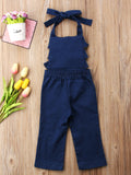 Kid Baby Girl Ruffles Overalls Halter Backless Jumpsuit Jeans Pants Rompers