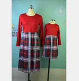 Family Matching  Plaid Mid-length Parent-child Dress